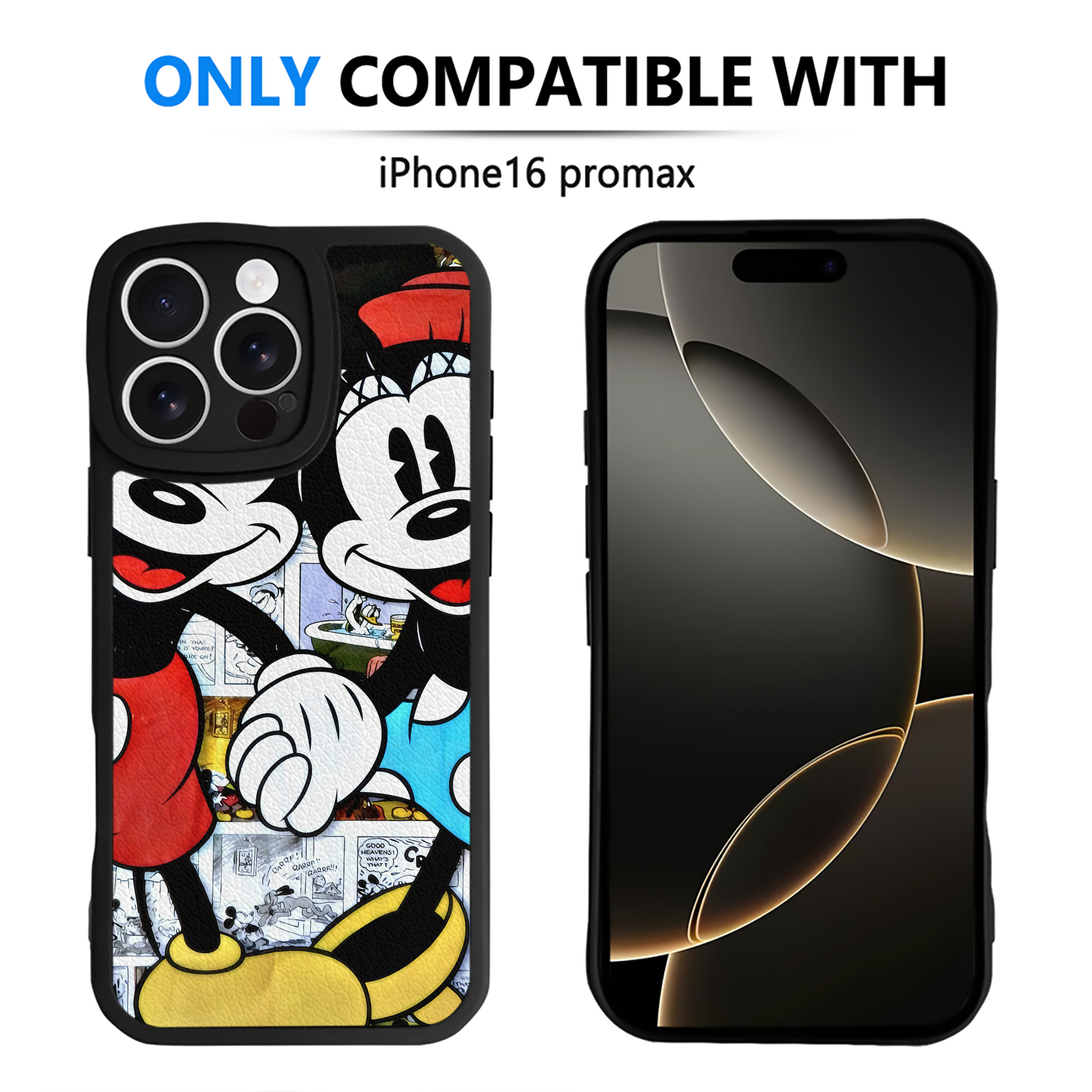 （画像用） ミッキーマウス Mickey Mouse 【iPhone 16シリーズ対応】シリコンスマホケース（レザー調） 材質：シリコン